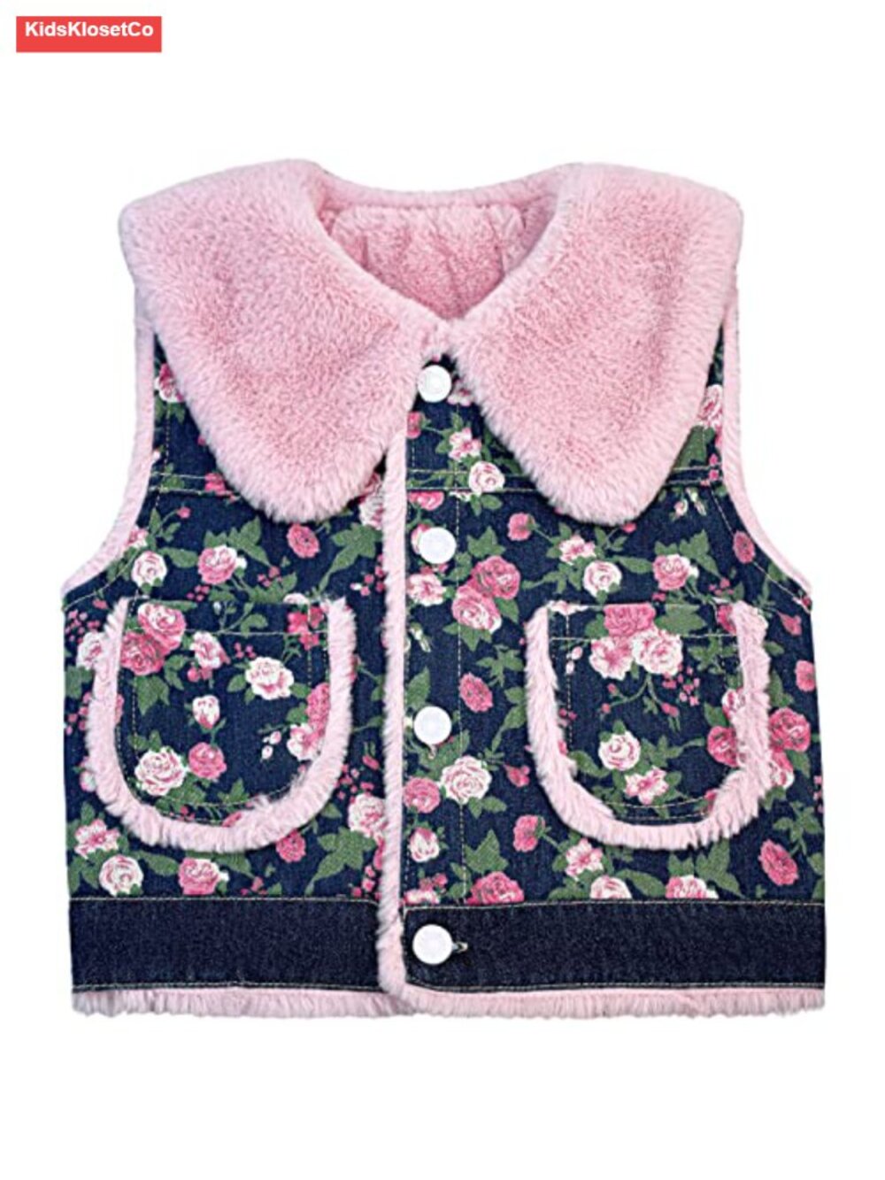 Girls Distressed Denim Vest Embroidered Sequins Butterfly Sleeveless Jacket
